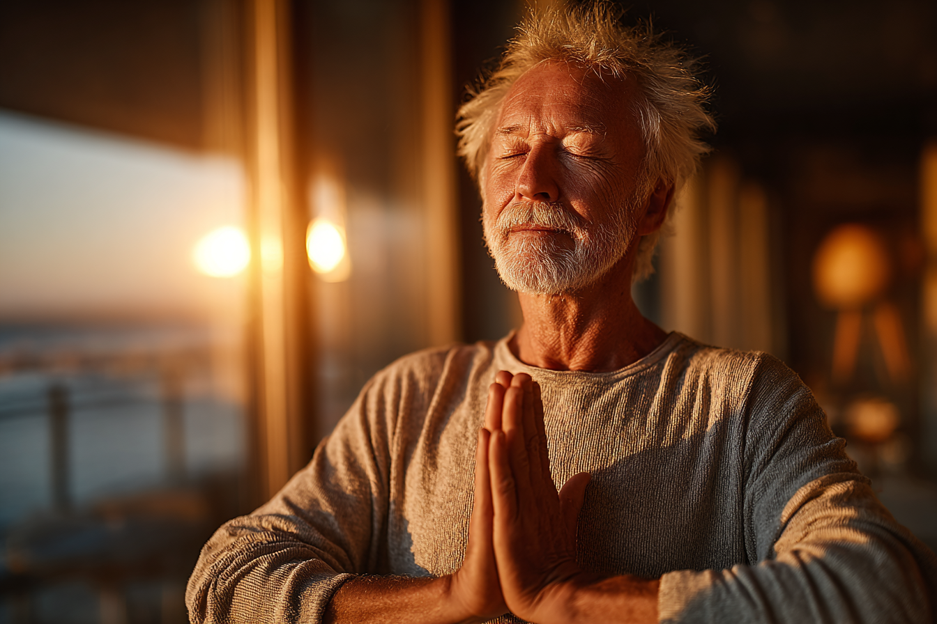 Сімейне заняття йогою - бабуся, мама та донька займаються разом